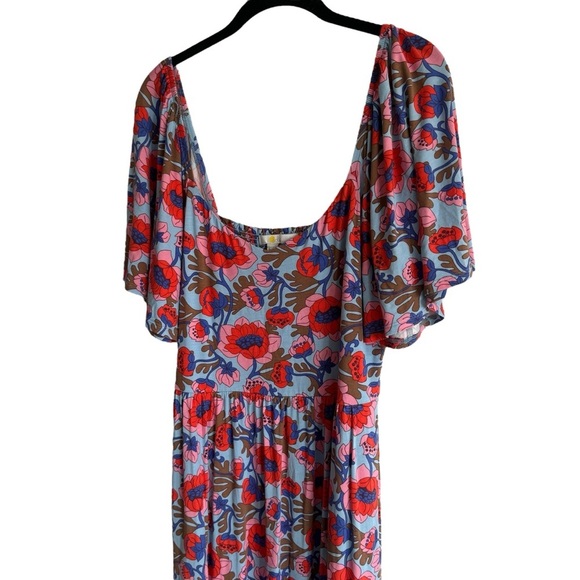 Boden Smock Detail Jersey Maxi Dress, Dusty Blue Terrace Bud, Size 10 - Picture 6 of 11